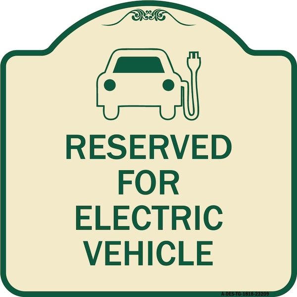 Signmission Reserved for Electric Vehicle W/ Graphic Heavy-Gauge Aluminum Sign, 18" x 18", TG-1818-23209 A-DES-TG-1818-23209 - main